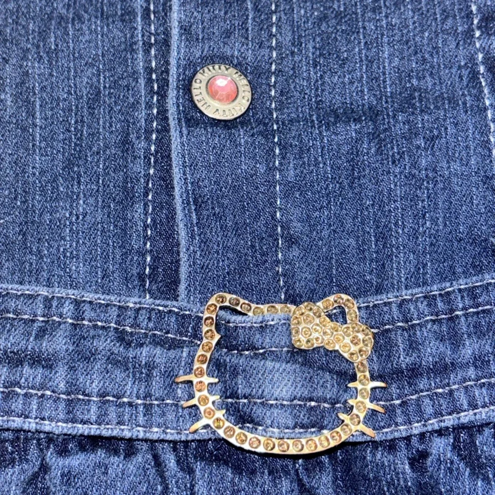 Hello Kitty Girls‎ Jean Denim Dress Size 6 Layers Belt Puff Sleeves Y2K